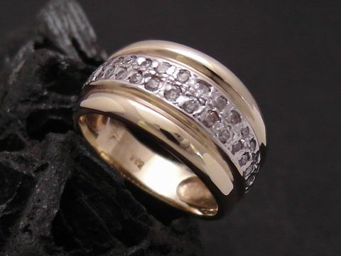 Gold Ring - vollkommen - Gold 585 bicolor - Zirkonia - Goldring - Gr. 53, Hersteller: Juwelier Harnisch, bis Gr. 54/17,5, glänzendes Design mit funkelnden Zirkonia-Steinen.