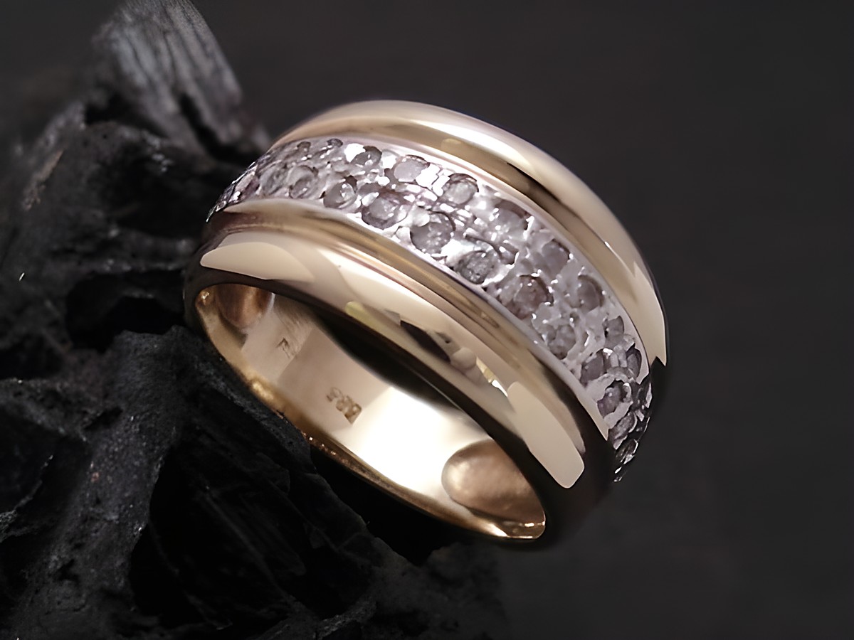 Gold Ring - vollkommen - Gold 585 bicolor - Zirkonia - Goldring - Gr. 53, Hersteller: Juwelier Harnisch, bis Gr. 54/17,5, glänzendes Design mit funkelnden Zirkonia-Steinen.