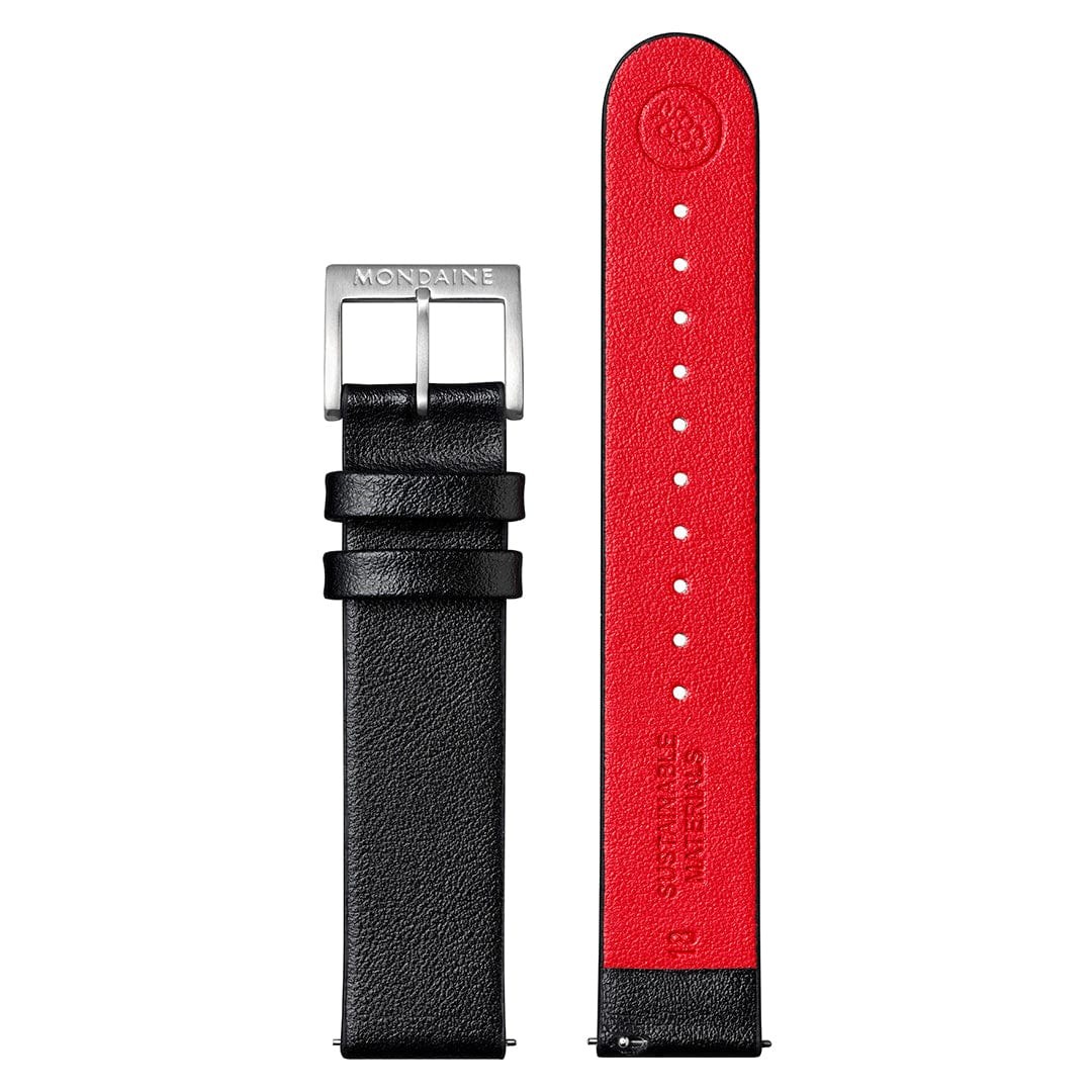 Mondaine Uhren Lederarmband FGM.3118.21Q.1.K - veganes Traubenleder Schwarz - 18 mm – Ansicht 2