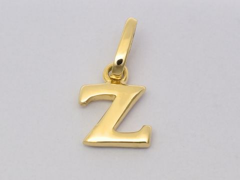 Gold Buchstaben Anhänger Buchstabe Z initialen, Hersteller Juwelier Harnisch, glänzendes Design, ideal als persönliches Geschenk oder zur individuellen Schmuckgestaltung.