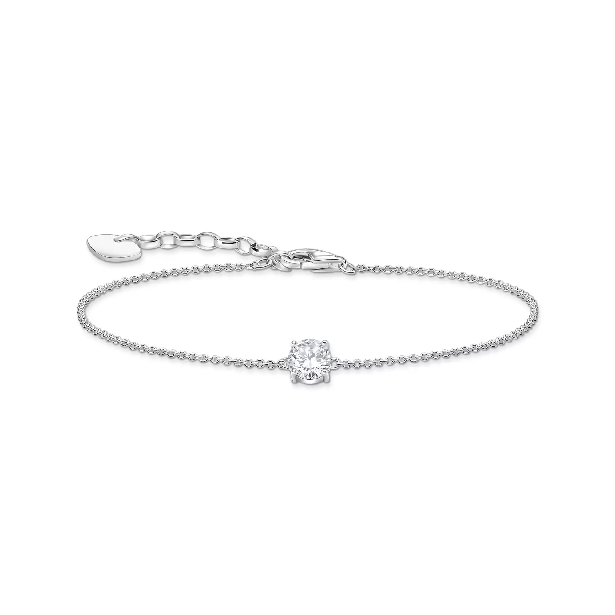 Thomas Sabo Essentials Armband - mit großem Zirkonia - Silber & Zirkonia - Weiß - 16 bis 19 cm