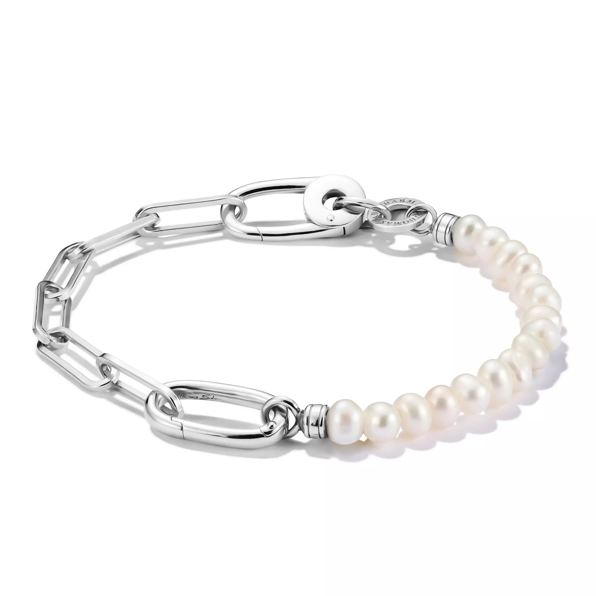 Thomas Sabo Connect - Charm Armband Perlen und Paperclip mit einem Connect Link - Silber + Zuchtperle - 17 cm – Ansicht 2