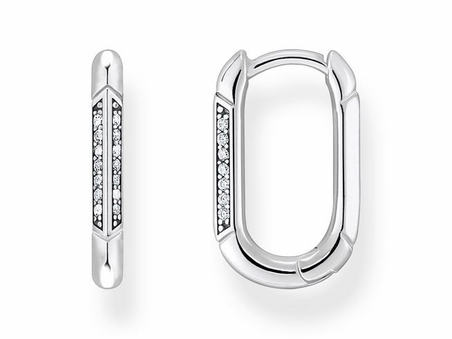 Thomas Sabo Creolen CR675-643-14 aus Sterling Silber mit geschwungenem Design und weißen Zirkonia. Ideal für elegante Anlässe und daily Looks. Hochwertige Verarbeitung und zeitloses Design.