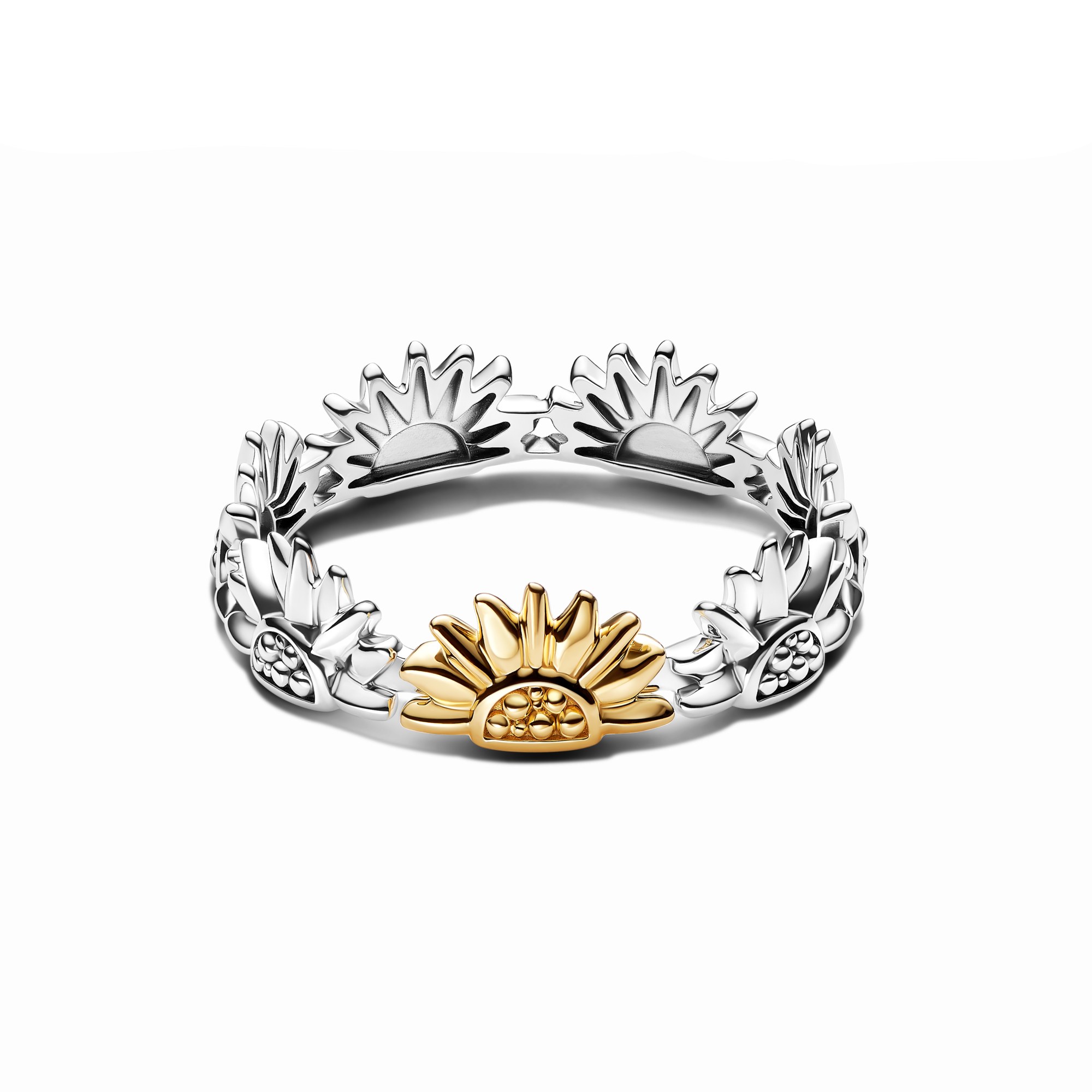 Pandora Sonnenblumen-Zweifarb-Bandring - Gelbgold Vergoldung – Ansicht 2