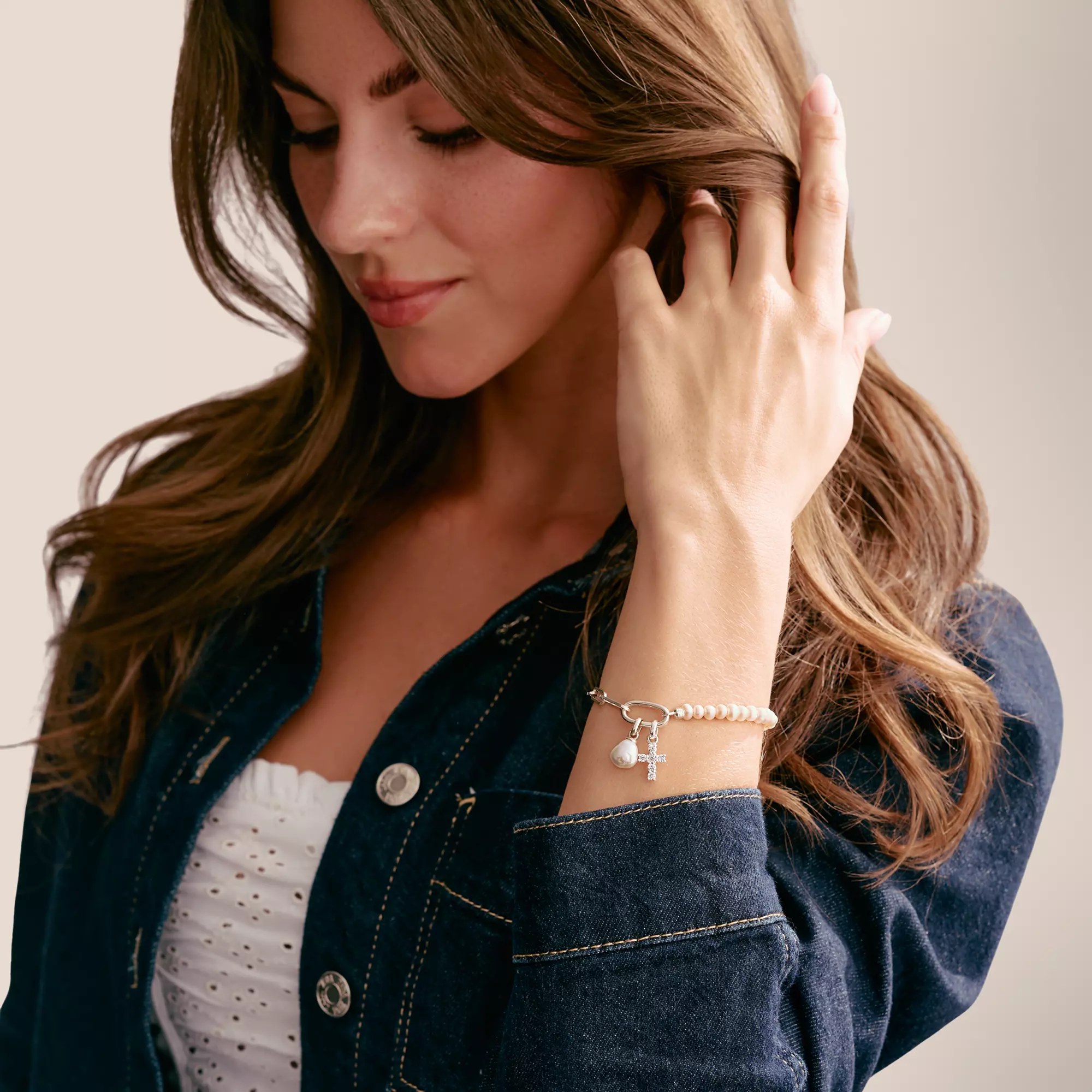 Thomas Sabo Connect Charm mit Öse - Kreuz weiß - Silber + Zirkonia – Ansicht 3