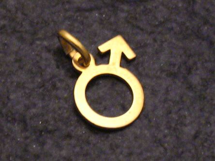 Echter Gold Anhänger 333 13x8 mm mit Männerzeichen, Hersteller Juwelier Harnisch, glänzende Oberfläche, elegantes Design, ideal als Schmuckstück für Männer.