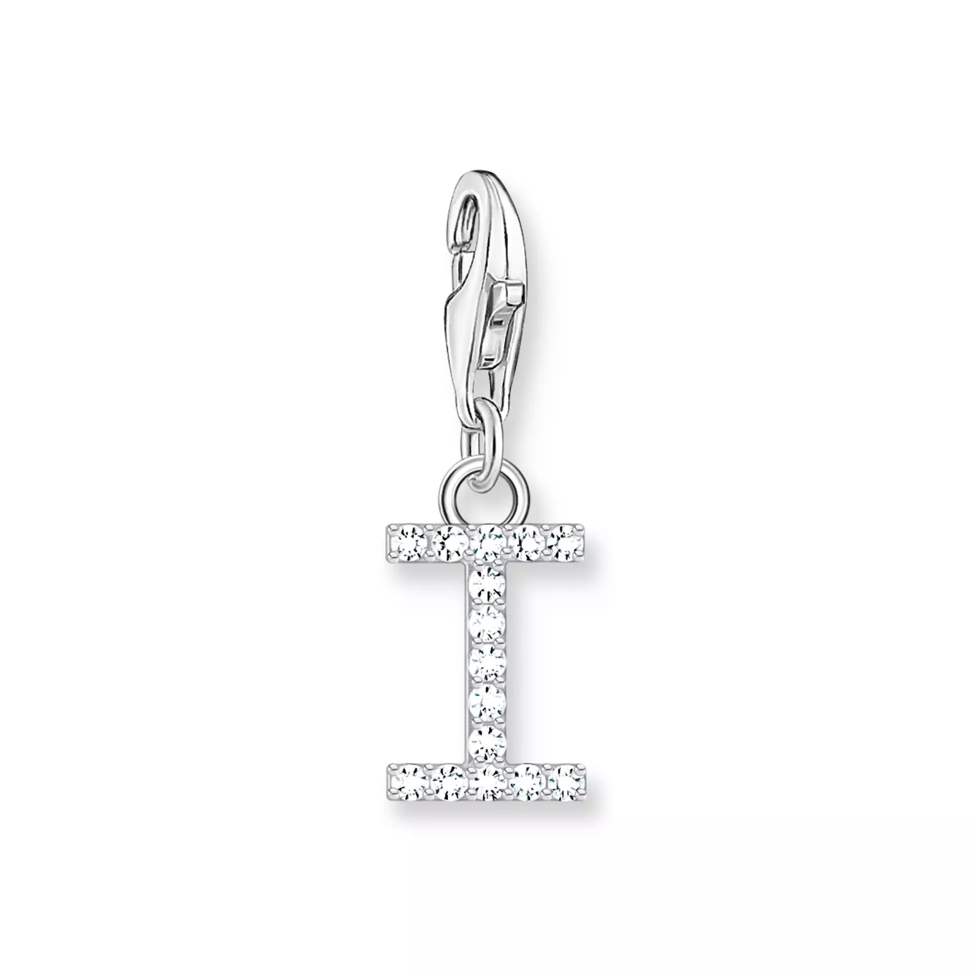 Thomas Sabo Charm-Anhänger - funkelnder Buchstabe I - Silber & Zirkonia - Weiß