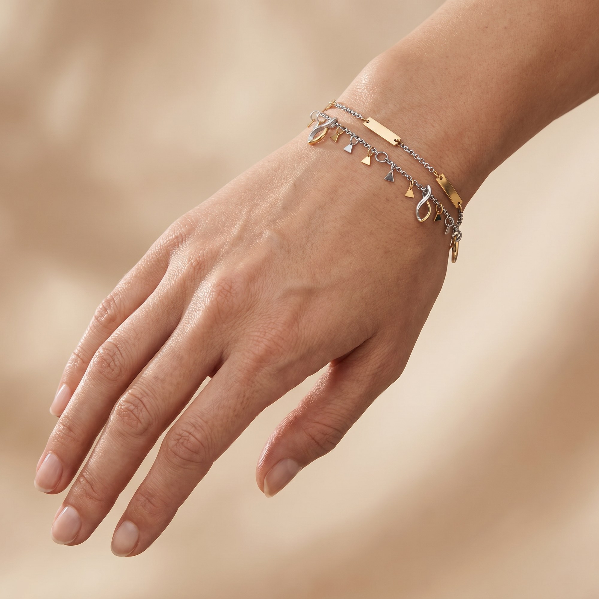 Engelsrufer BOHO Armband Triangle Bicolor - Edelstahl 17 cm – Ansicht 3