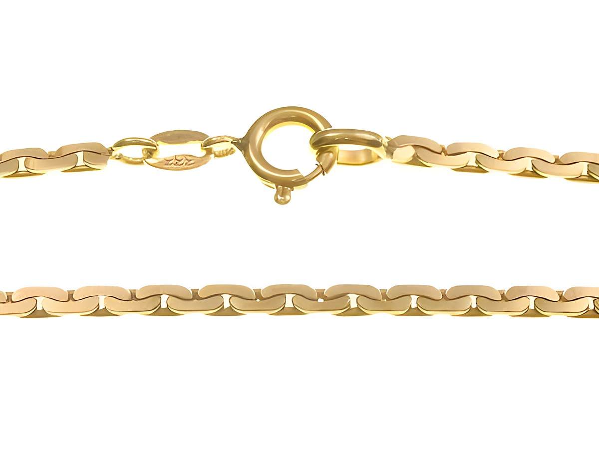 Goldkette Ankerkette vierkant Gold 333 Länge 38cm 1,8mm mit Karabinerverschluss vom Hersteller Juwelier Harnisch, glänzende Oberfläche und elegantes Design.
