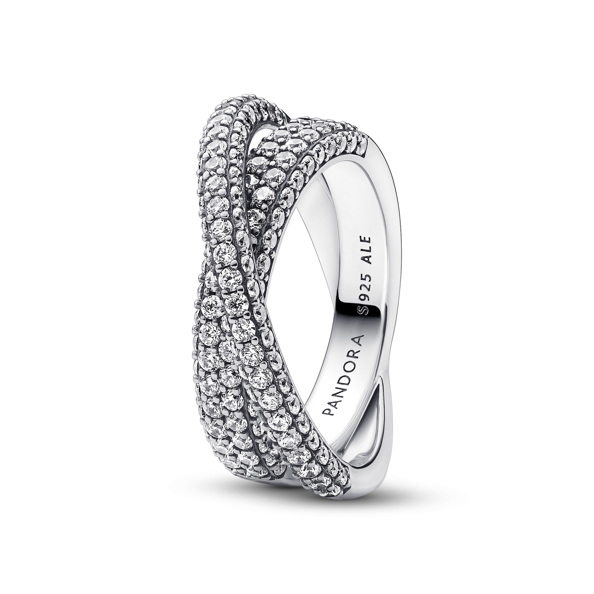 Pandora Timeless Pavé Gekreuzter Doppelband-Ring - Sterling Silber - Zirkonia