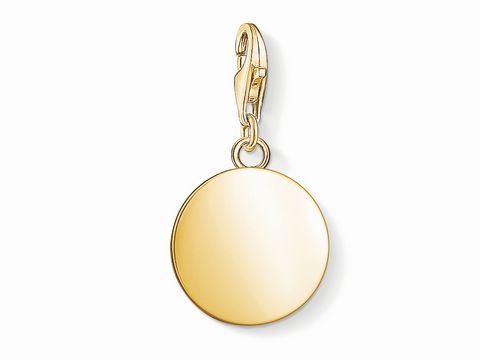 Thomas Sabo Charm-Anhänger aus vergoldeter Platte mit einer runden und glänzenden Oberfläche sowie einem praktischen Karabinerhaken für individuelles Styling.