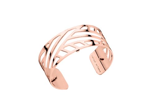 Armreif von Les Georgettes in Roségold mit einem modernen, offenen Design und dezenten geometrischen Mustern, 25 mm breit. Ideal für stilvolle Akzente.