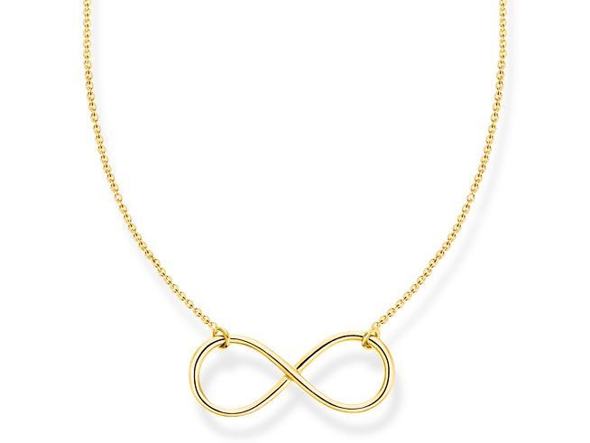 Thomas Sabo Kette KE2139-413-39-L45V aus Sterling Silber, vergoldet in Gelbgold, mit einem ikonischen Unendlichkeitsanhänger, Länge von 40 bis 45 cm, elegantes Schmuckstück.