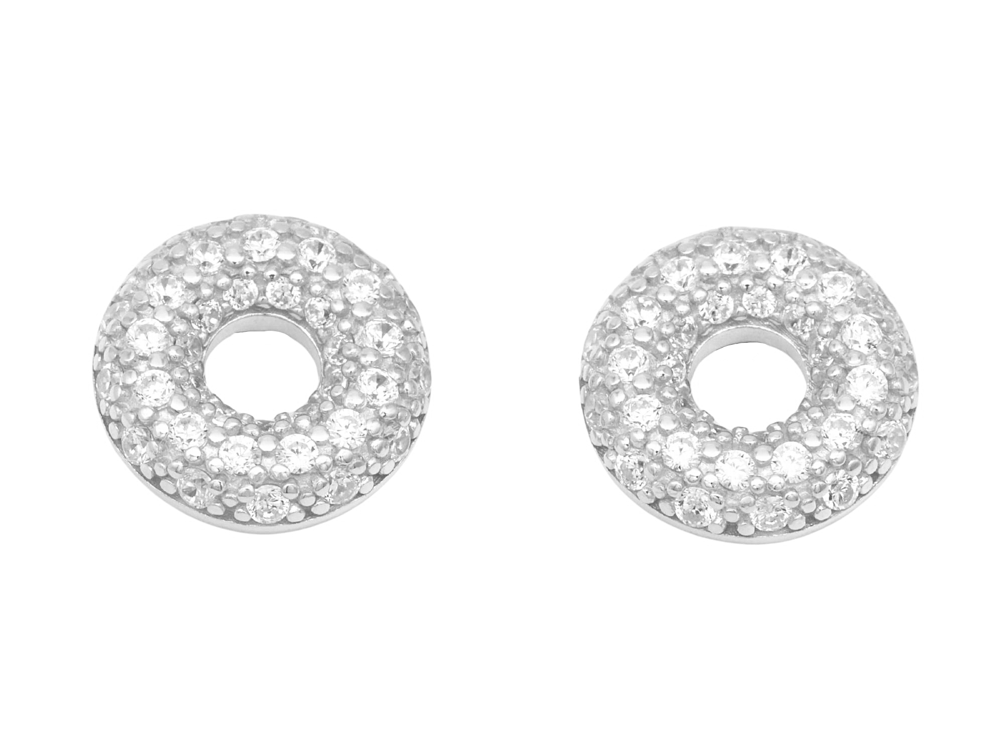 Ohrring funkelnder Kreis Ohrstecker - Sterling Silber rhodiniert - Zirkonia