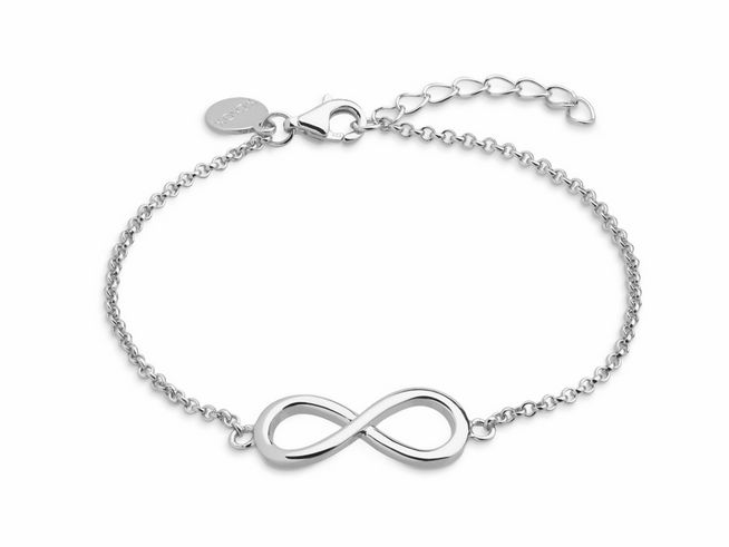 Xenox Sterling Silber Armband XS2764 mit Infinity Anhänger in Ankerkette, verstellbar von 15 bis 20 cm, elegant und zeitlos, perfekt für jeden Anlass.