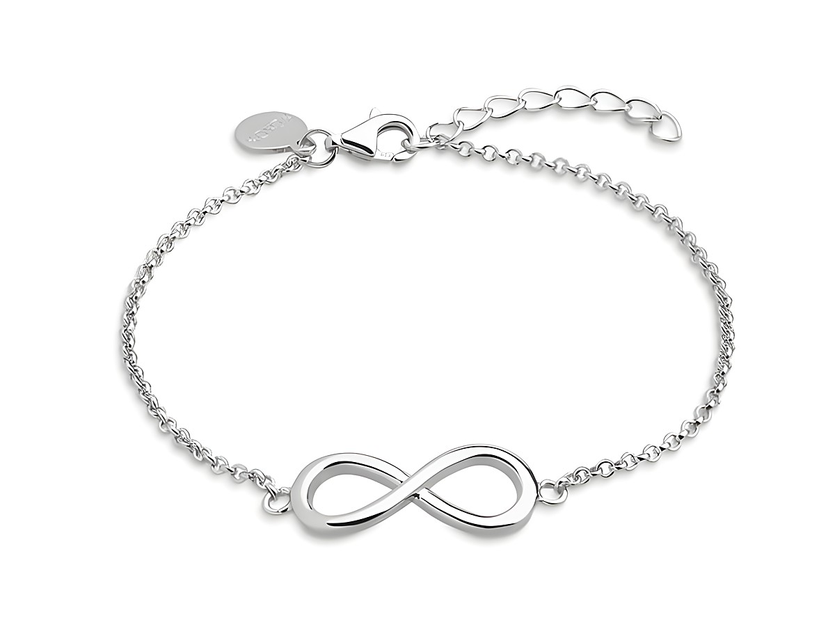 XENOX Sterling Silber Armband XS2764 mit INFINITY Anhänger in Ankerkette, verstellbar von 15 bis 20 cm, elegant und zeitlos, perfekt für jeden Anlass.