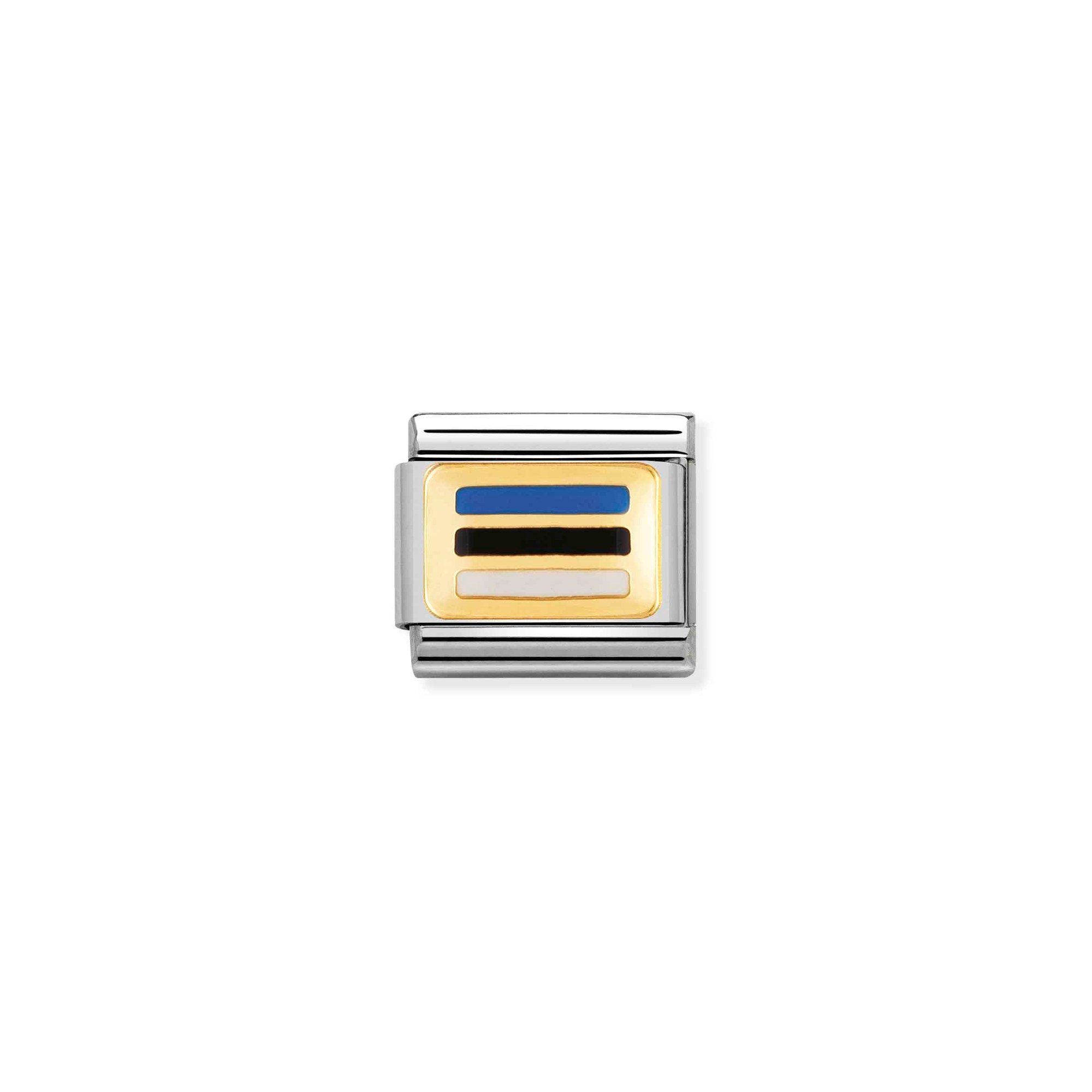 Nomination Composable Classic Charm Flagge Estland - Edelstahl, Gold 750 Gelbgold, Emaille