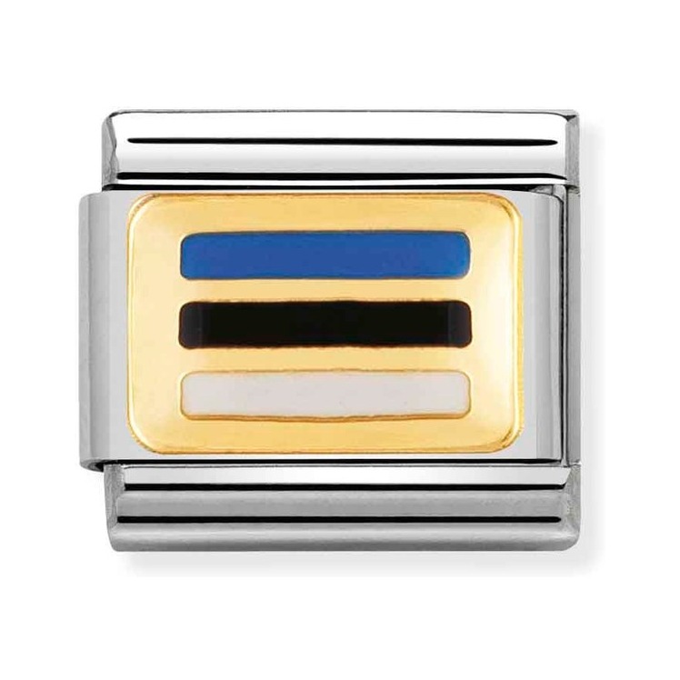 Nomination Composable Classic Charm Flagge Estland - Edelstahl, Gold 750 Gelbgold, Emaille