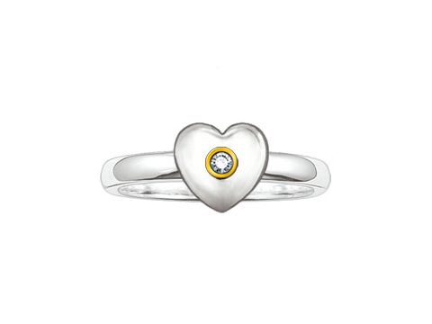 Thomas Sabo Ring SWEET DIAMONDS SD_TR0004-179-14-52 Größe 52 aus Silber mit herzförmigem Design und einem kleinen Ziffernblatt in der Mitte. Ideal für romantische Anlässe.