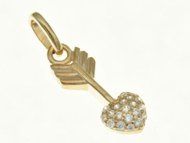 Liebespfeil Anhänger aus Sterling Silber, rosegold vergoldet, besetzt mit Zirkonia, Hersteller Juwelier Harnisch, Perlen & Steine, elegantes Schmuckstück für romantische Akzente.