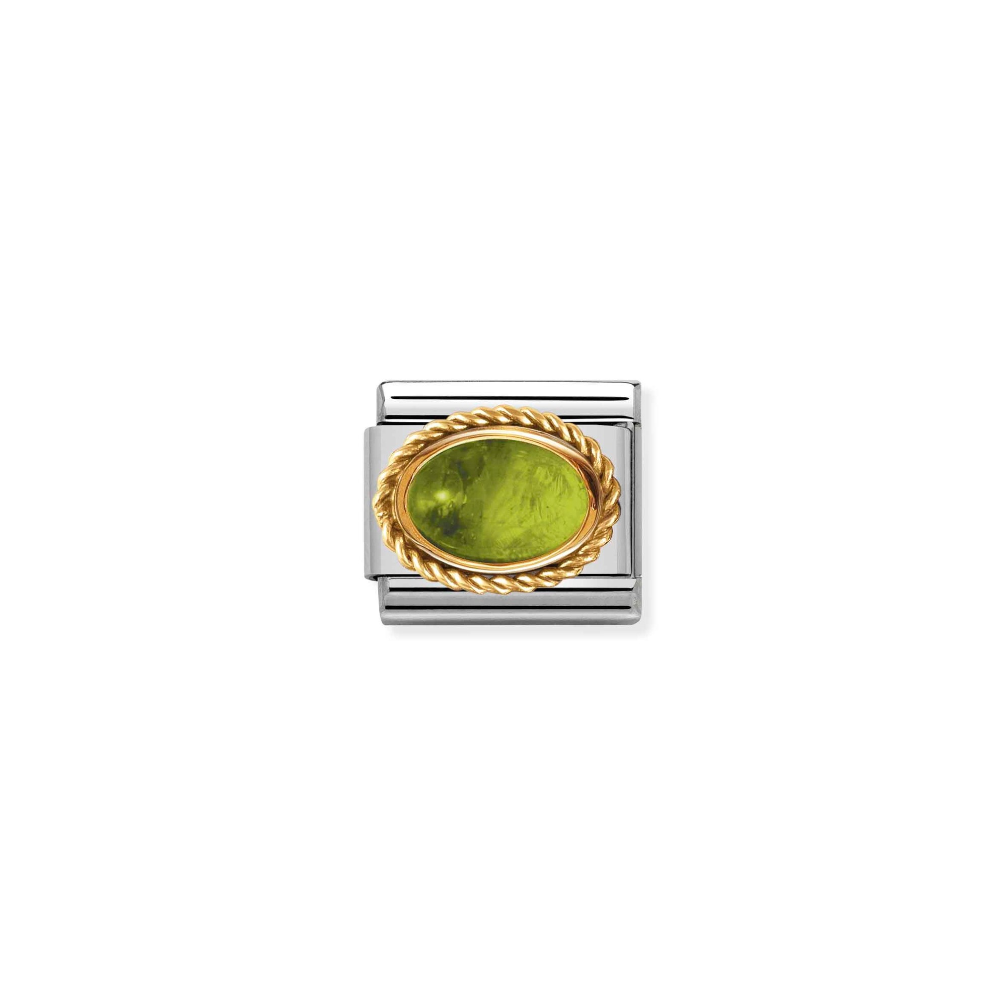 Nomination Composable Classic Charm Kordel Peridot - Edelstahl, Gelbgold