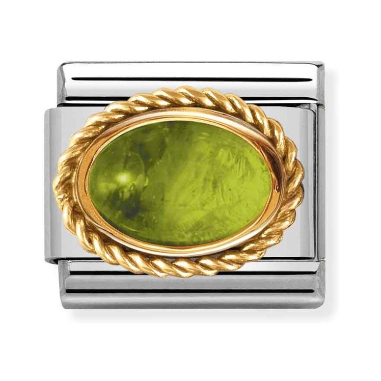 Nomination Composable Classic Charm Kordel Peridot - Edelstahl, Gelbgold