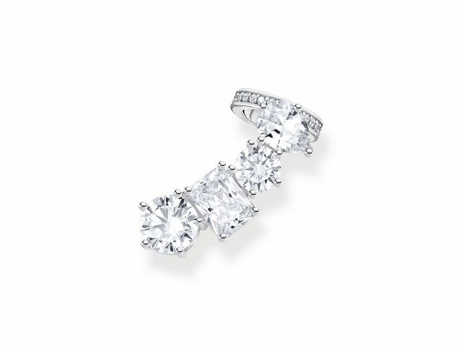 Eleganter Thomas Sabo Ohrstecker H2279-051-14 aus Silber mit funkelndem Zirkonia in Weiß, das Design besteht aus mehreren klaren Steinen und verleiht dem Schmuckstück einen modernen Look.