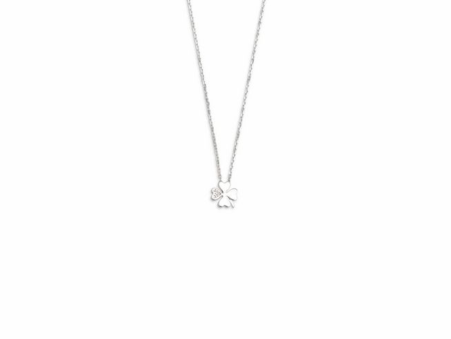 Xenox Sterling Silber Kette XS3568 mit einer Ankerkette im LUCKY ONES Design und einem Kleeblatt-Anhänger, Länge von 40-45 cm, elegant und symbolisch für Glück.