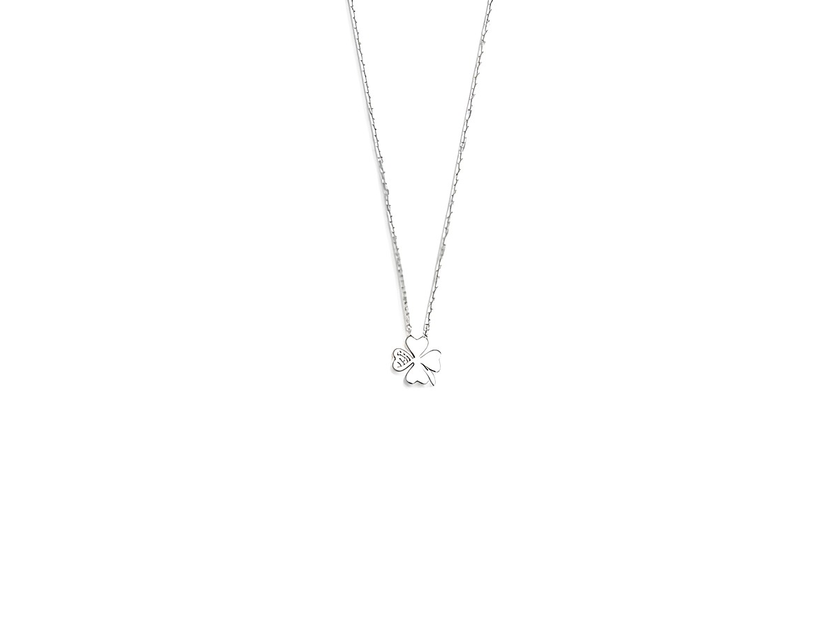 Xenox Sterling Silber Kette XS3568 mit einer Ankerkette im LUCKY ONES Design und einem Kleeblatt-Anhänger, Länge von 40-45 cm, elegant und symbolisch für Glück.
