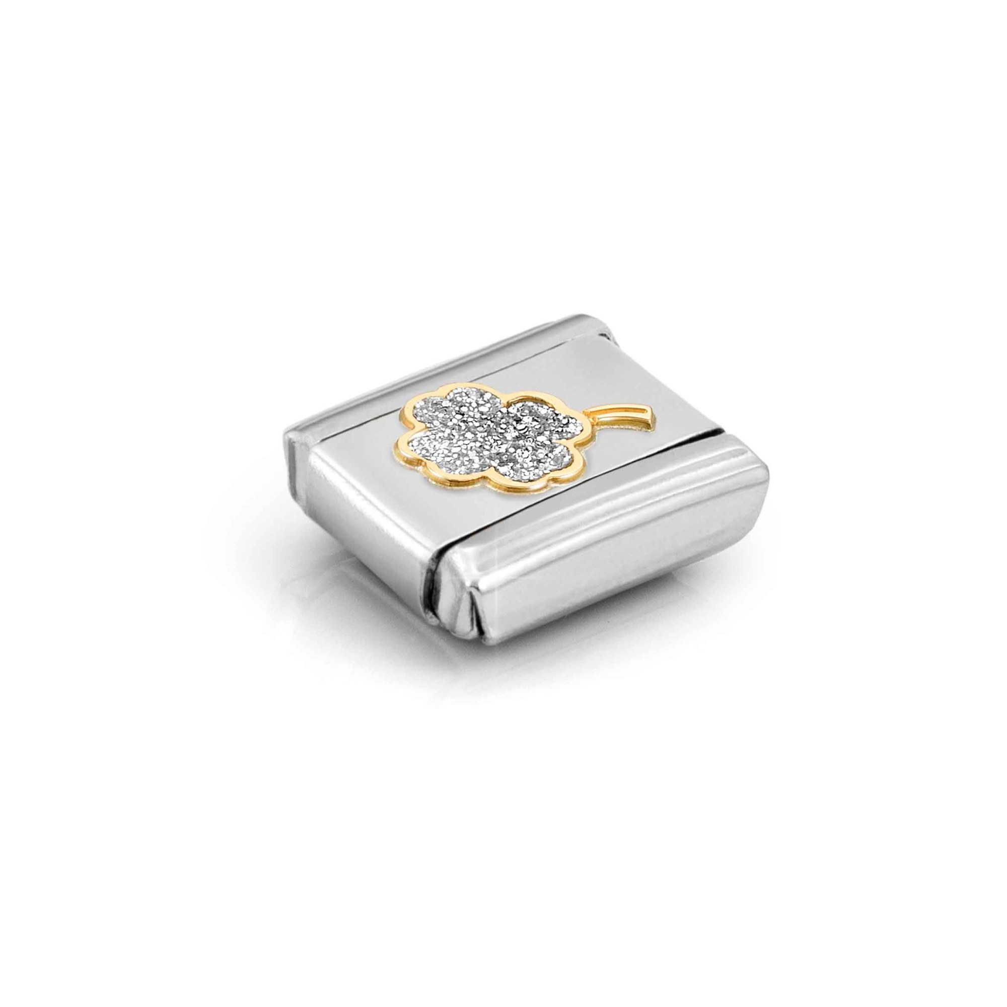 Nomination Composable Classic Charm Kleeblatt Glitter - Edelstahl, Gelbgold, Emaille – Ansicht 3