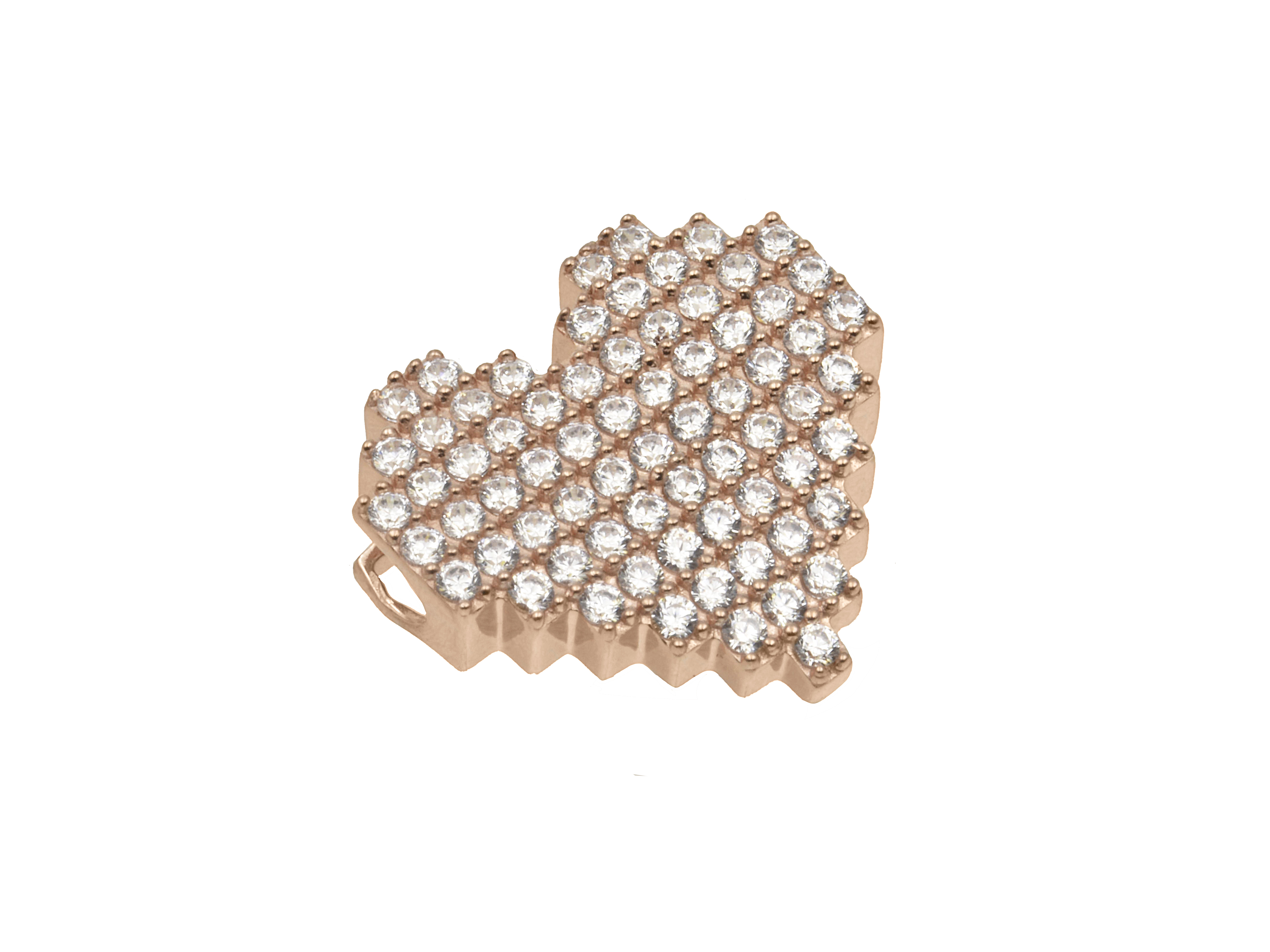 Pave Herz Anhänger in Roségold mit Zirkonia-Steinen, funkelndes Design, aus hochwertigem Sterling Silber, ideal für persönliche Geschenke oder Schmuckliebhaber, Hersteller Juwelier Harnisch.