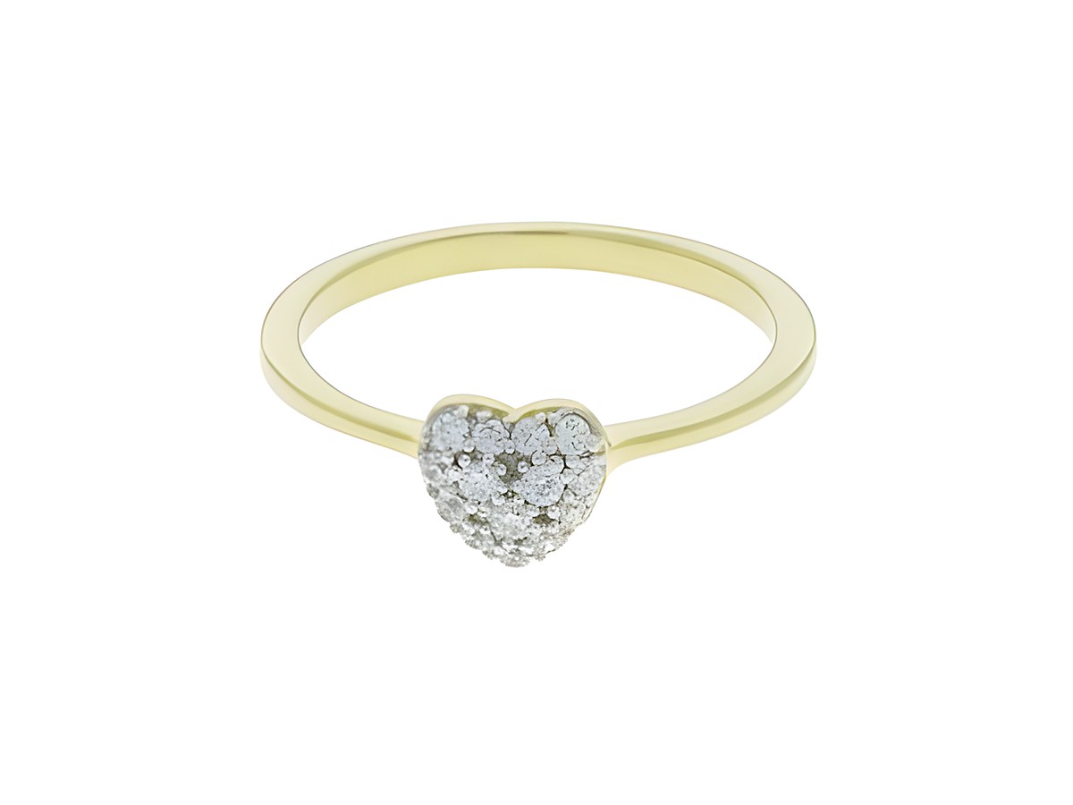 Bezaubernder Silber vergoldeter Ring in Herzform, Größe 62, Hersteller Juwelier Harnisch, ideal für Größen über 60 oder 19,1.