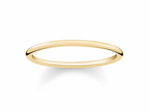 Eleganter Ring TR2123-413-12-54 von Thomas Sabo in Größe 54 aus vergoldetem Silber in Gelbgold, schlichtes Design mit glatter Oberfläche.